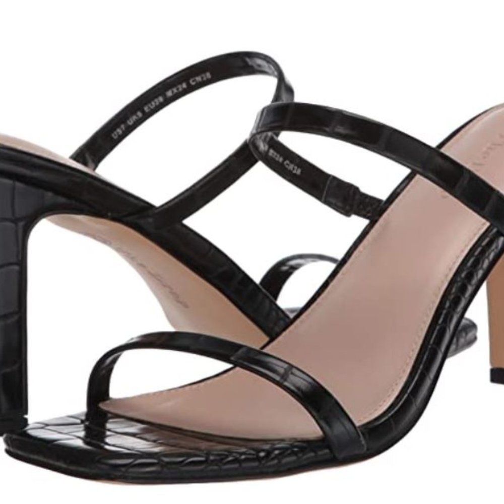 The Drop Avery Square Toe 2 Strap High Heel Sandal